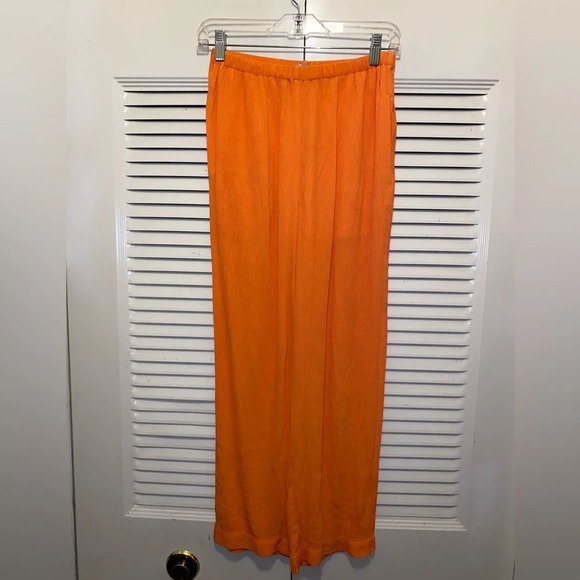 Everlane Orange Plisse Top and Pants Set - Picture 6 of 7